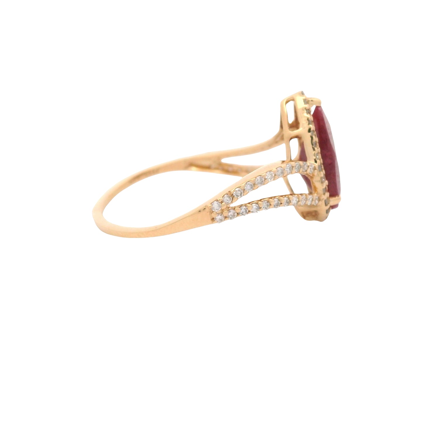 2.00 Ct Pear Mixed Cut Natural Corundum Ruby 14K Gold Ring