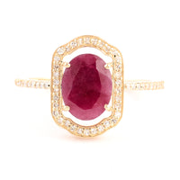 2.17 Ct Oval Mixed Cut Natural Corundum Ruby 14K Gold Ring