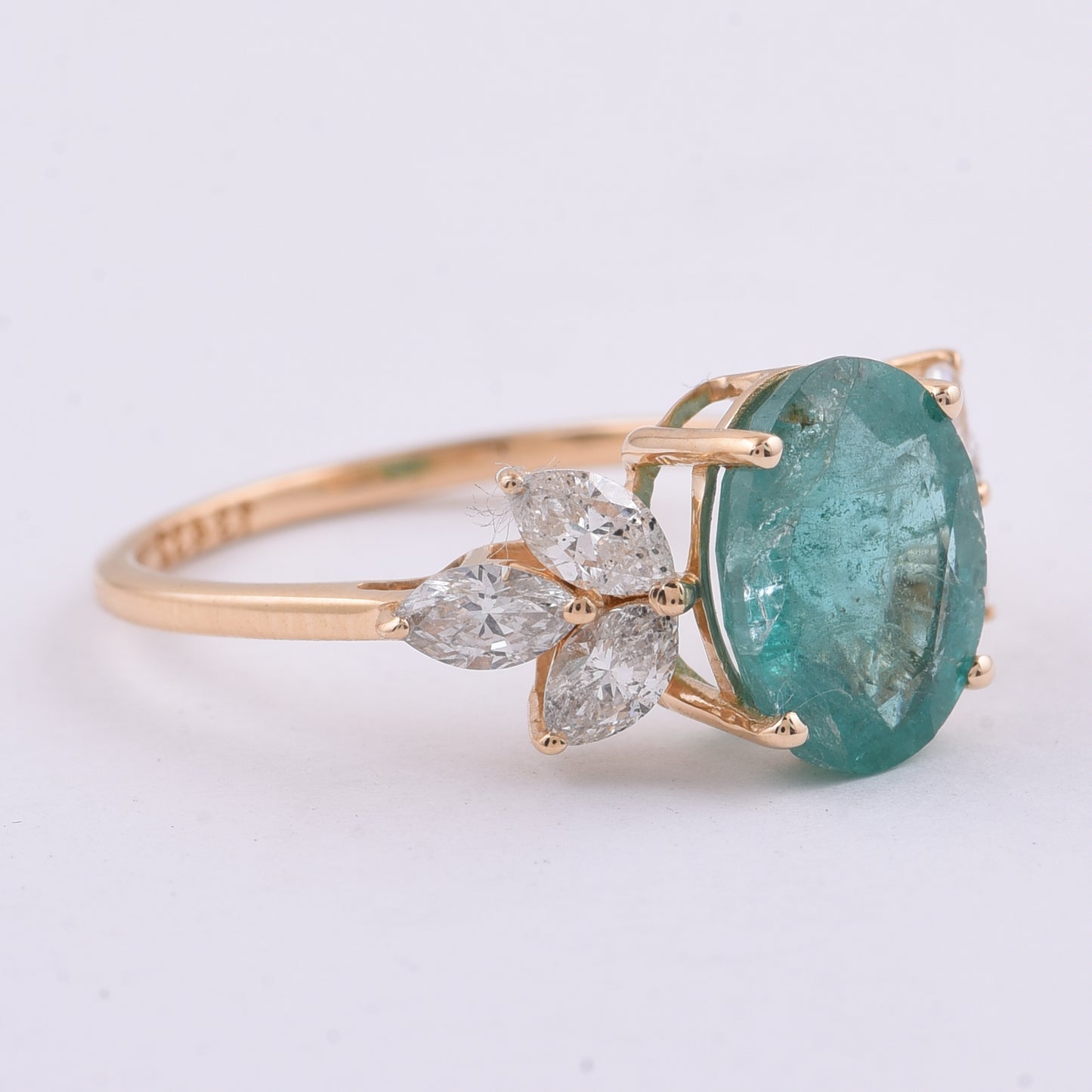 3.08 Ct Oval Natural Emerald 14K Gold Ring