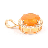 1.85 Ct Oval Mixed Cut Natural Fire Opal 14K Gold Pendant
