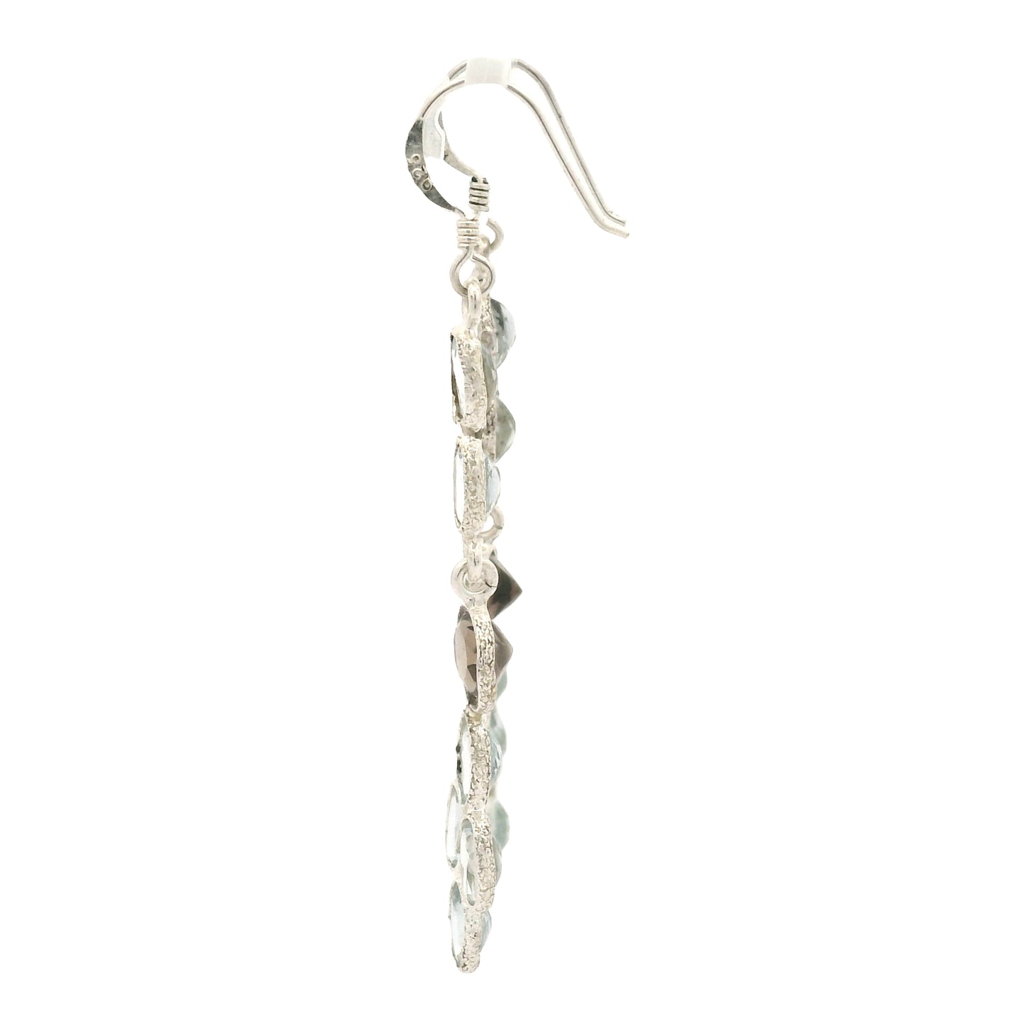 8.00 Ct Smoky Quartz, Blue Topaz 925 Sterling Silver Earrings