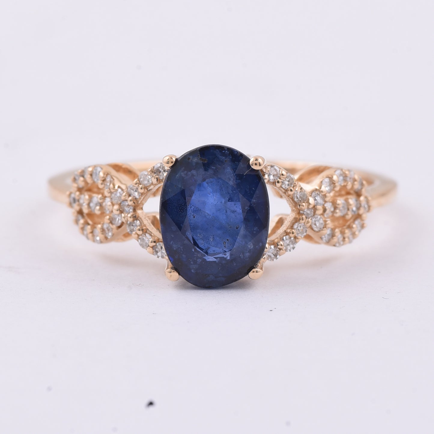 2.11 Ct Oval Natural Sapphire 14K Gold Ring