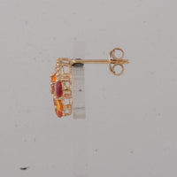 2.85 Ct Pear Multi Sapphire 14K Gold Earrings