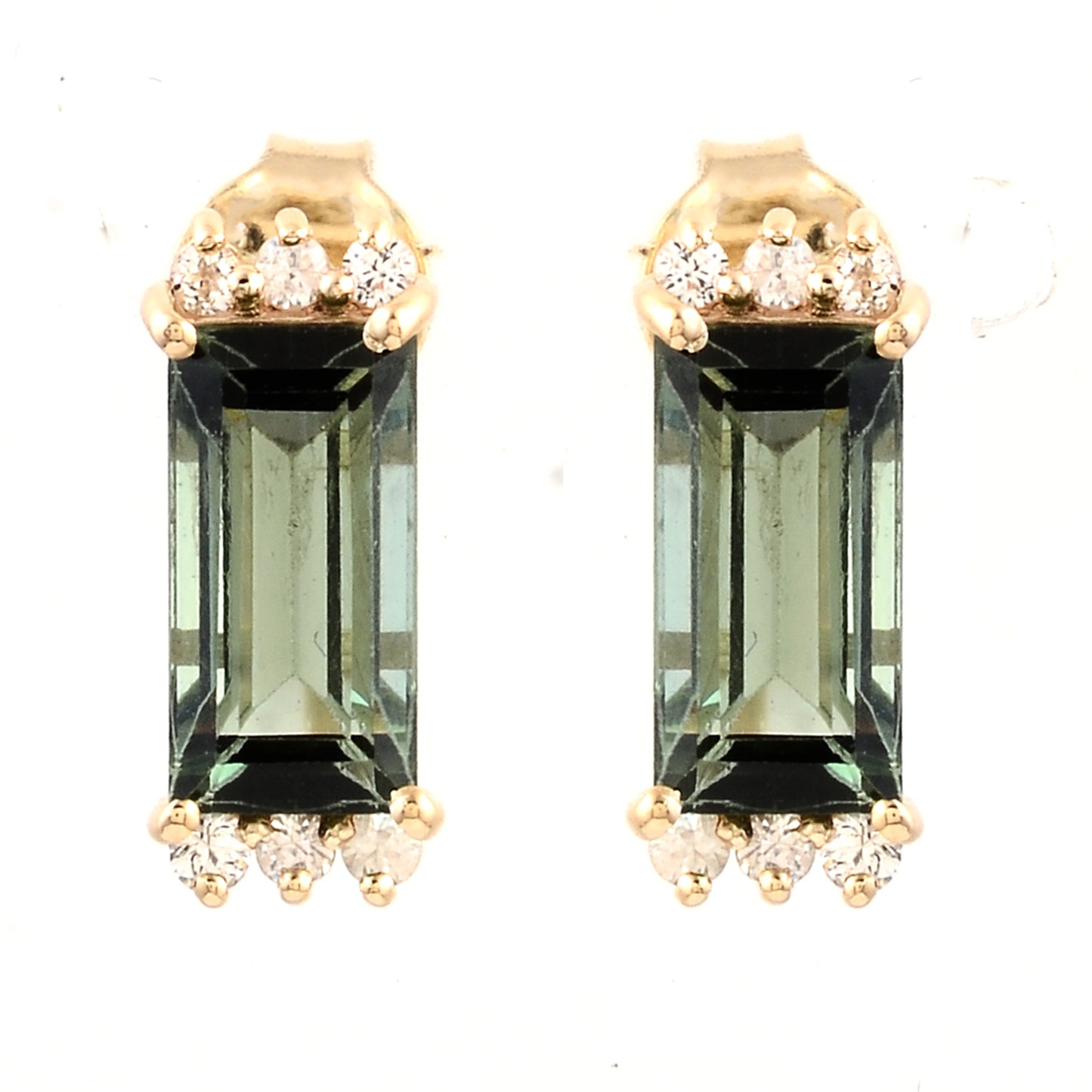 2.23 Ct Baguette Tourmaline 14K Gold Earrings