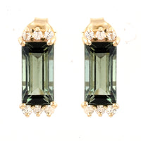 2.23 Ct Baguette Tourmaline 14K Gold Earrings