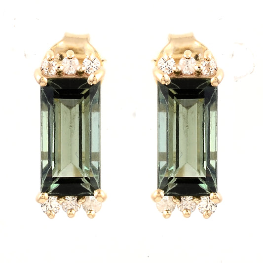 2.23 Ct Baguette Tourmaline 14K Gold Earrings