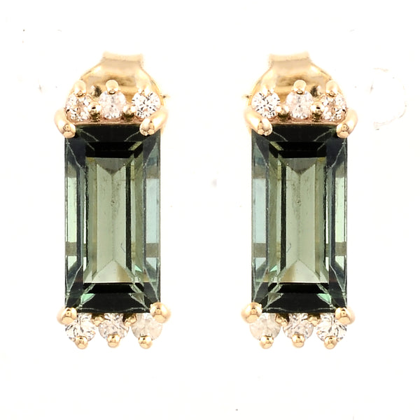 2.23 Ct Baguette Tourmaline 14K Gold Earrings