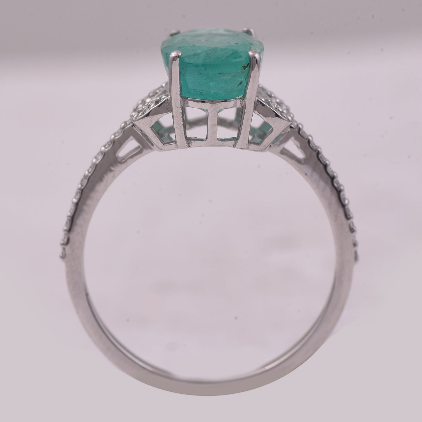 2.61 Ct Oval Mixed Cut Natural Emerald 950 Platinum Ring