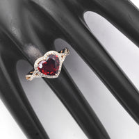 2.30 Ct Heart Mixed Cut Natural Garnet 14K Gold Ring