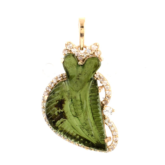 3.67 Ct Fancy Tourmaline 14K Gold Pendant