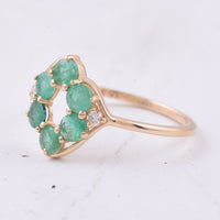 0.66 Ct Round Natural Emerald 14K Gold Ring