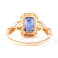 2.11 Ct Octagon Step Cut Natural Sapphire 14K Gold Ring