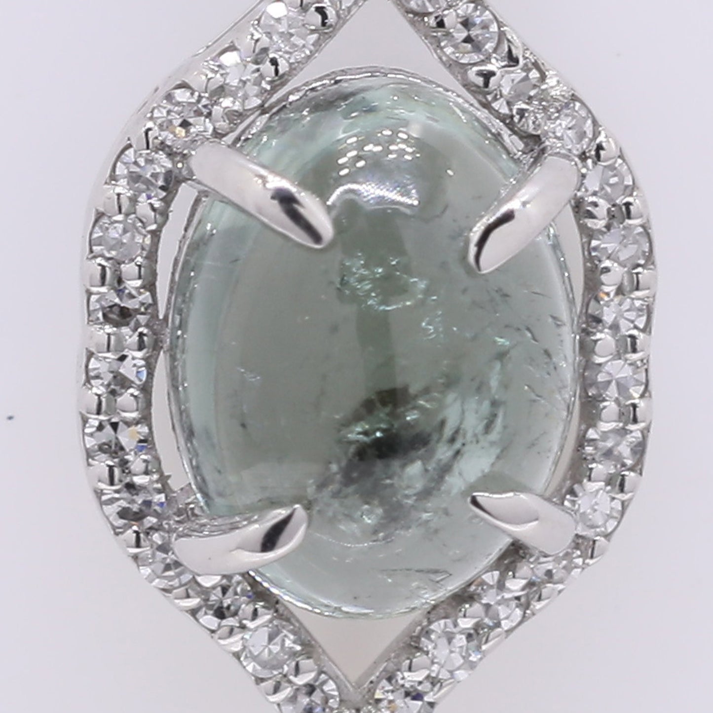 1.84 Ct Oval Cabochon Cut Natural Tourmaline 950 Platinum Pendant