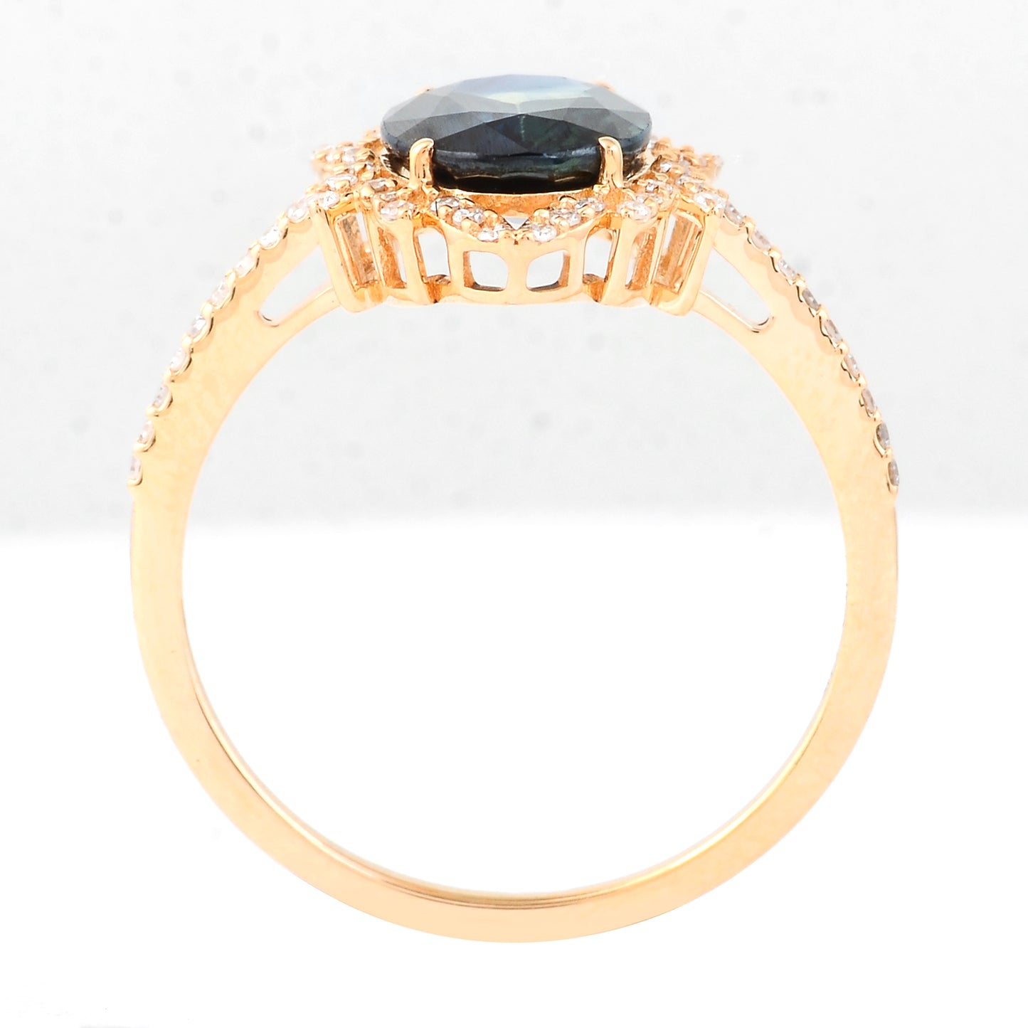 2.30 Ct Oval Mixed Cut Natural Sapphire 14K Gold Ring