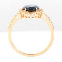 2.30 Ct Oval Mixed Cut Natural Sapphire 14K Gold Ring
