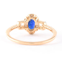 1.18 Ct Oval Mixed Cut Natural Sapphire 14K Gold Ring