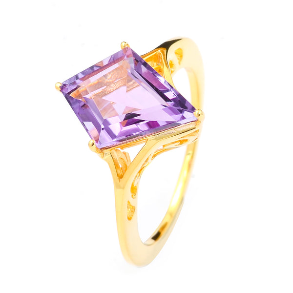 3.35 Ct Kite Amethyst 925 Sterling Silver Ring