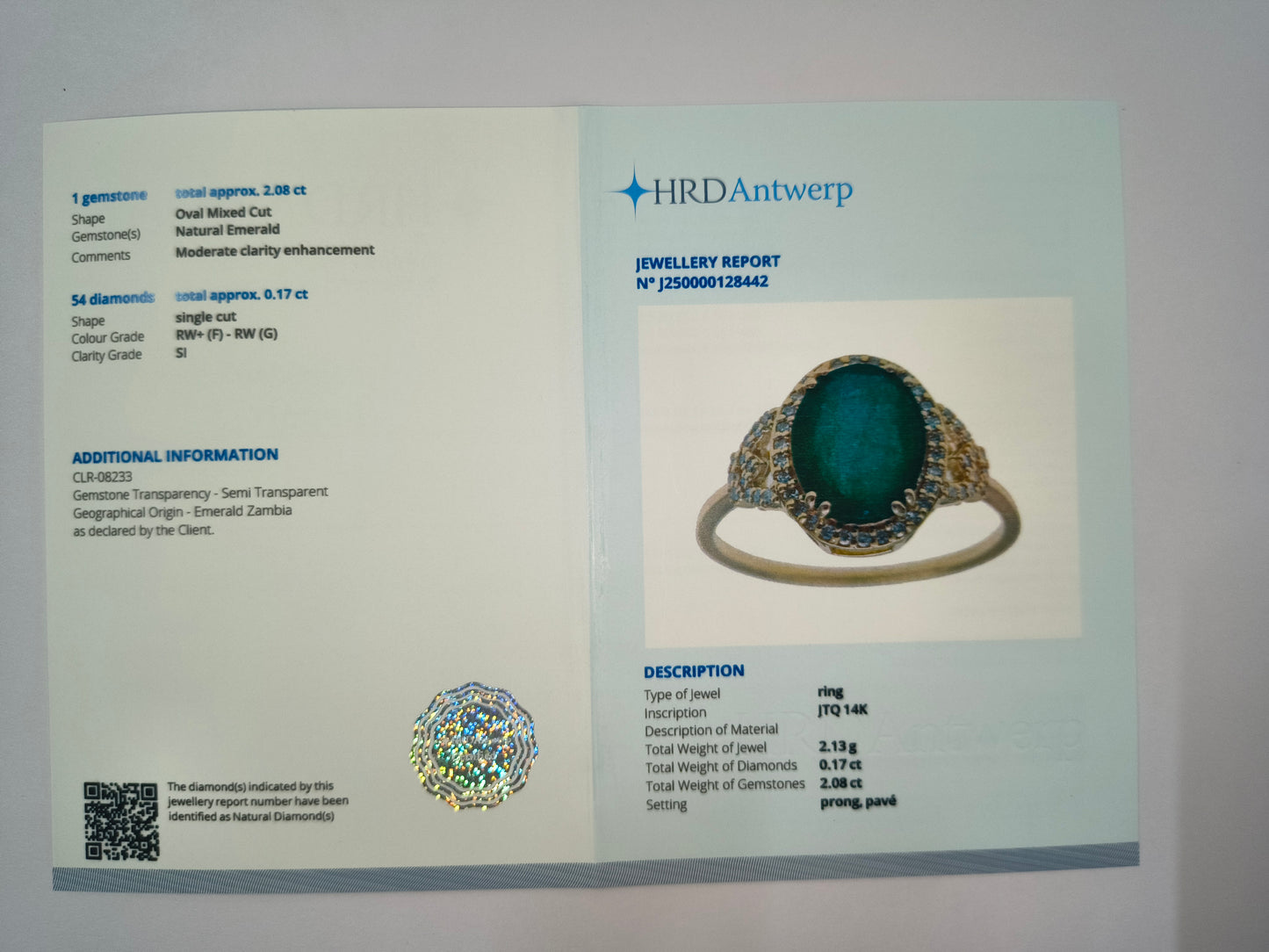 2.25 Ct Oval Natural Emerald 14K Gold Ring