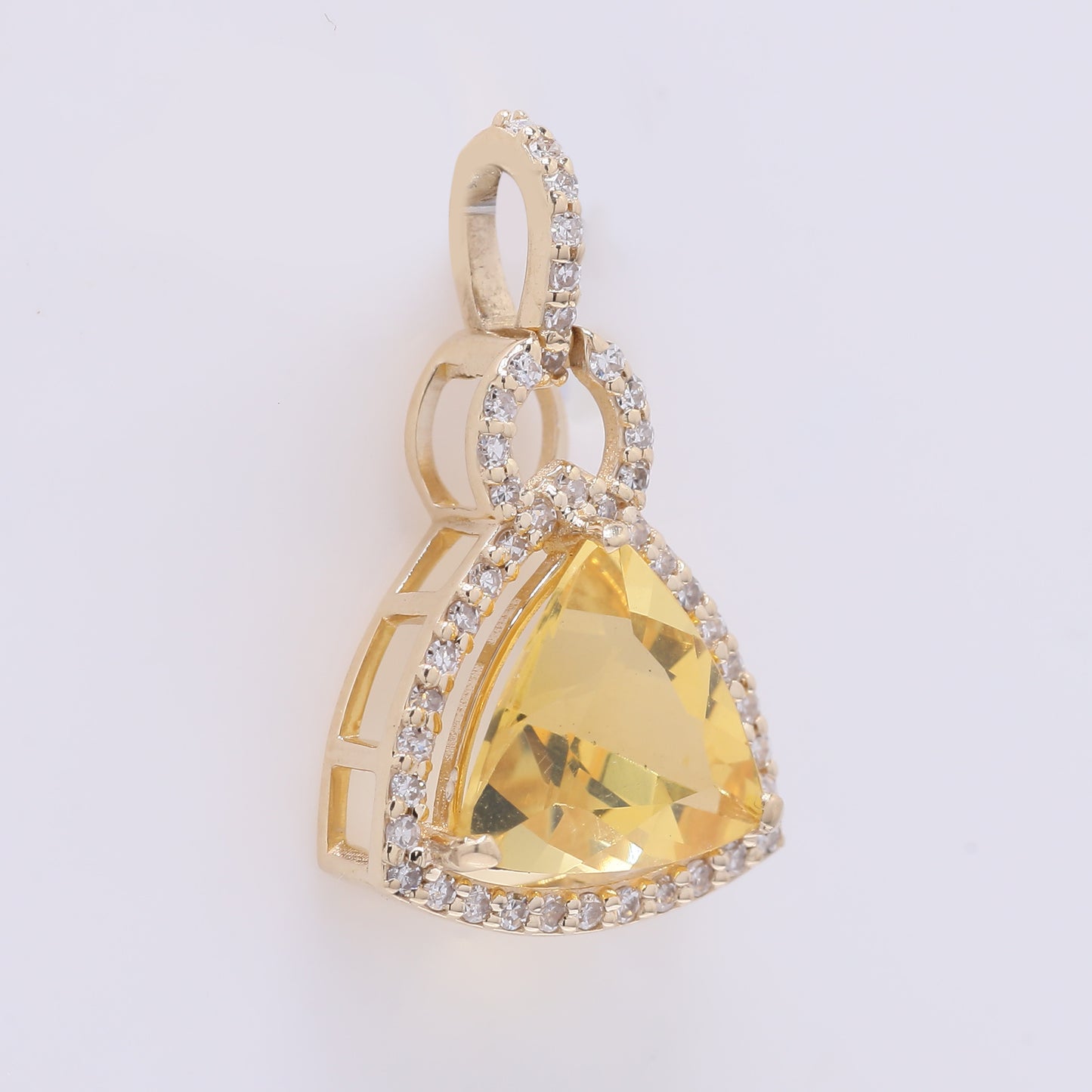1.16 Ct Triangle Mixed Cut Natural Fire Opal 14K Gold Pendant