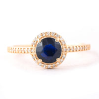 0.93 Ct Round Mixed Cut Natural Sapphire 14K Gold Ring