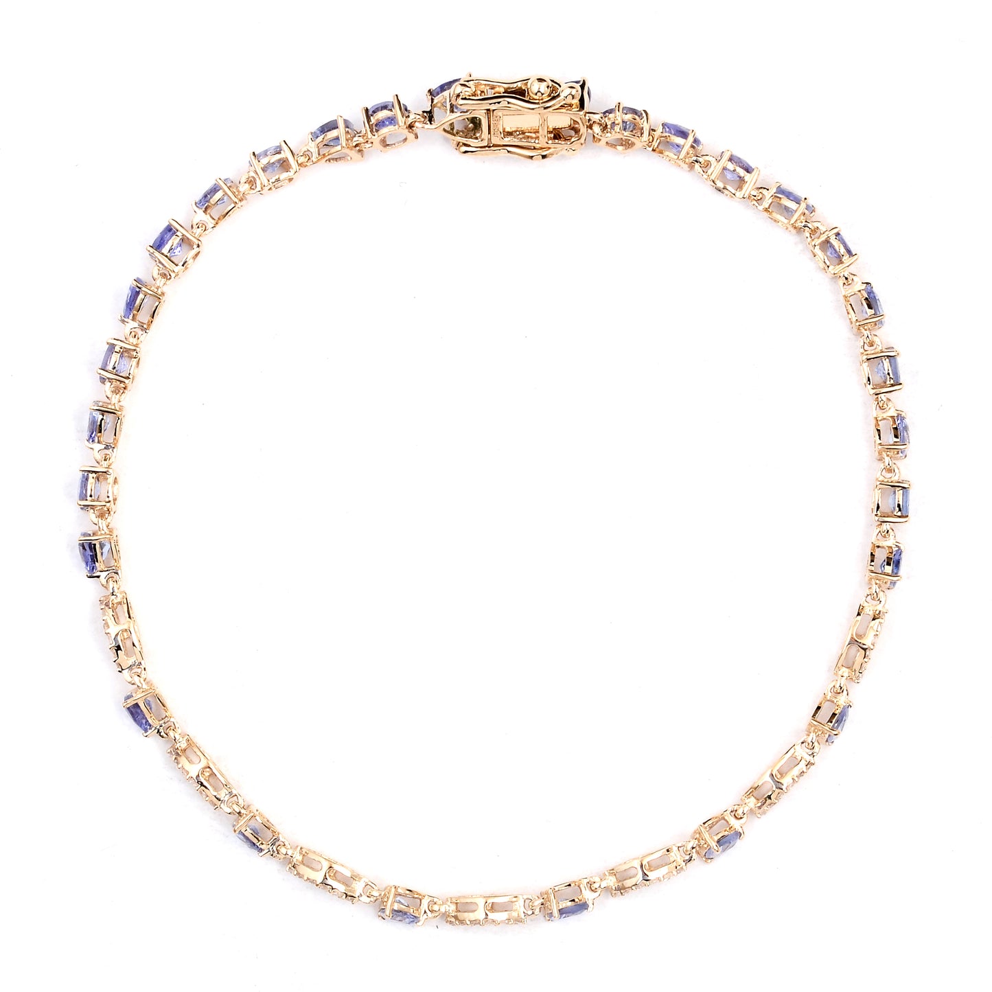 3.13 Ct Trillion Tanzanite 14K Gold Bracelet