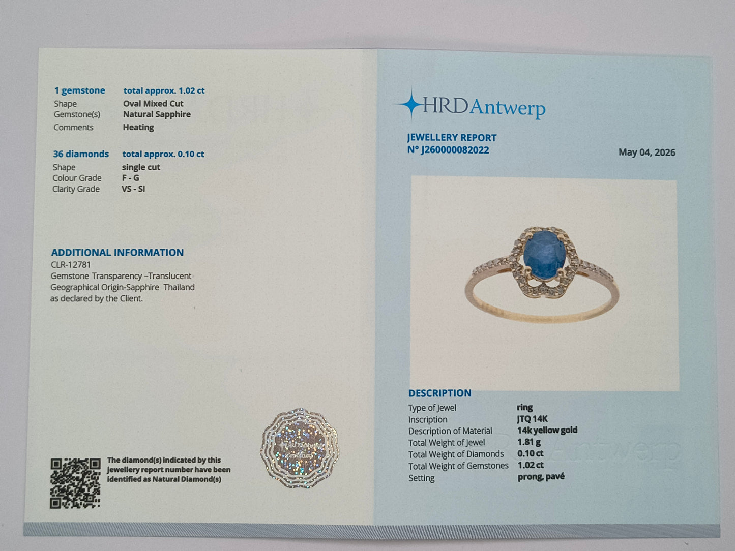 1.12 Ct Oval Mixed Cut Natural Sapphire 14K Gold Ring