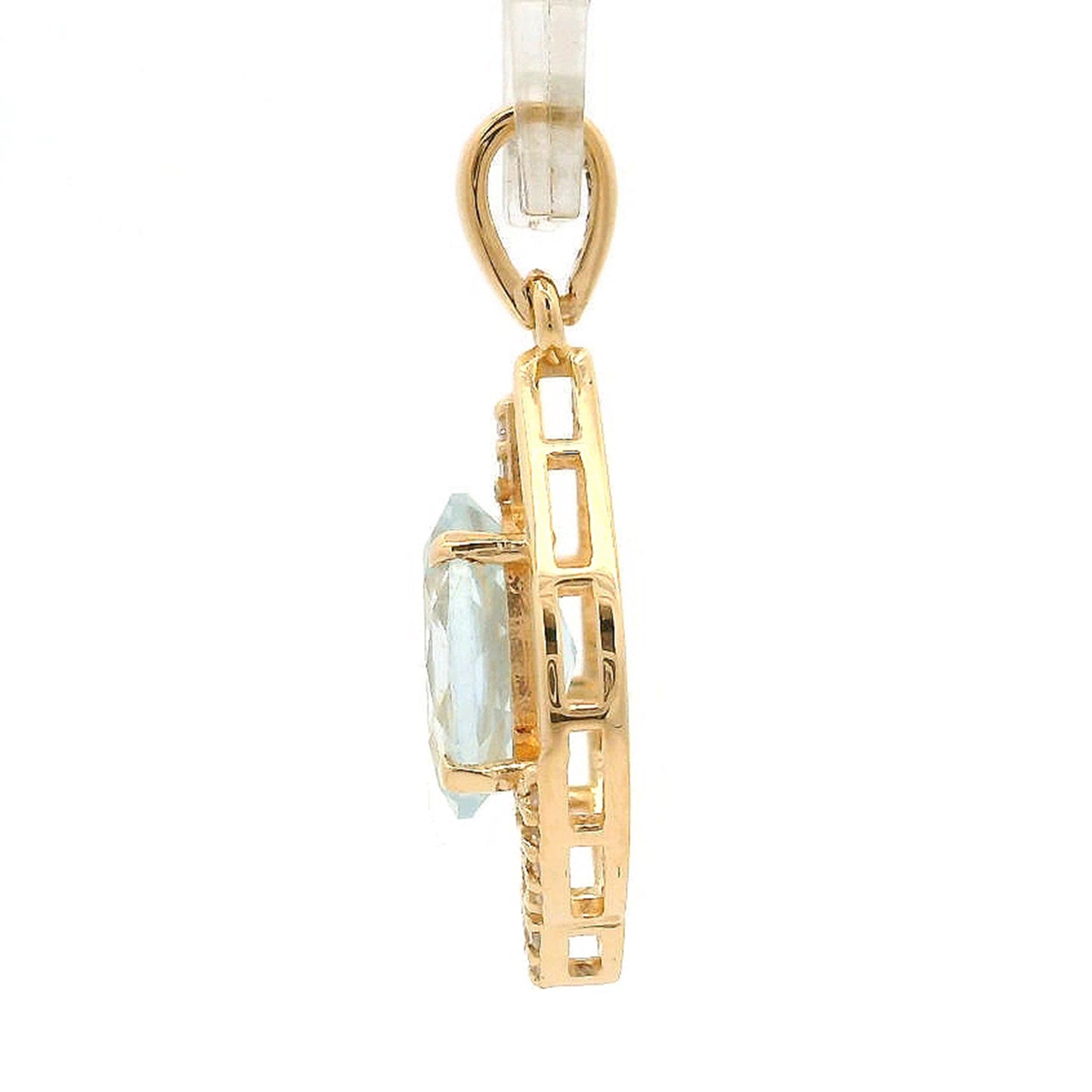 1.01 Ct Oval Aquamarine 14K Gold Pendant