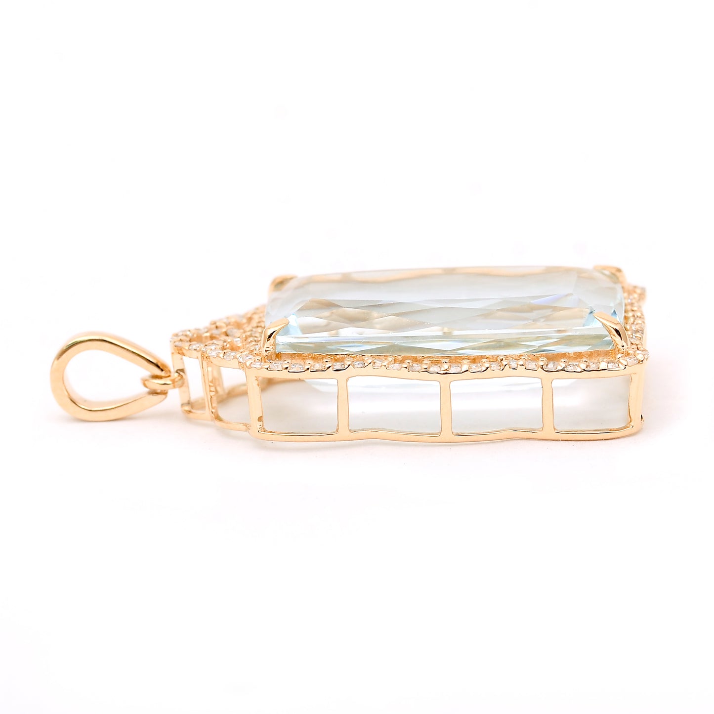9.25 Ct Cushion Natural Aquamarine 14K Gold Pendant