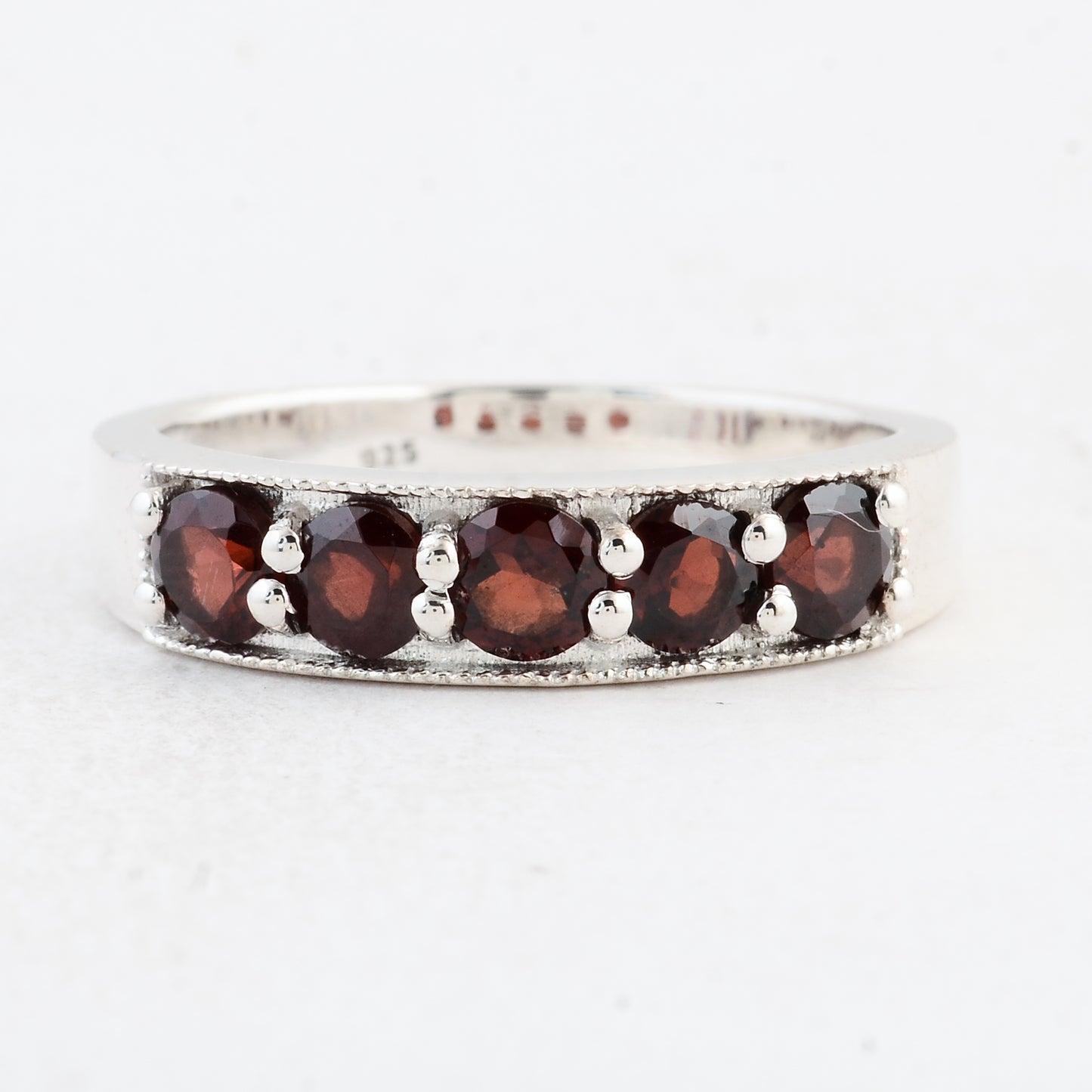 1.72 Ct Round Garnet 925 Sterling Silver Ring