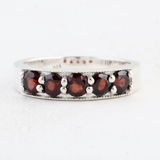 1.72 Ct Round Garnet 925 Sterling Silver Ring