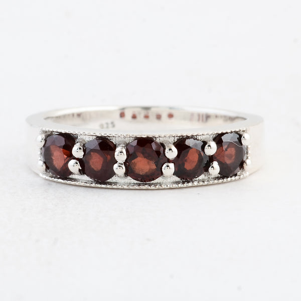 1.72 Ct Round Garnet 925 Sterling Silver Ring