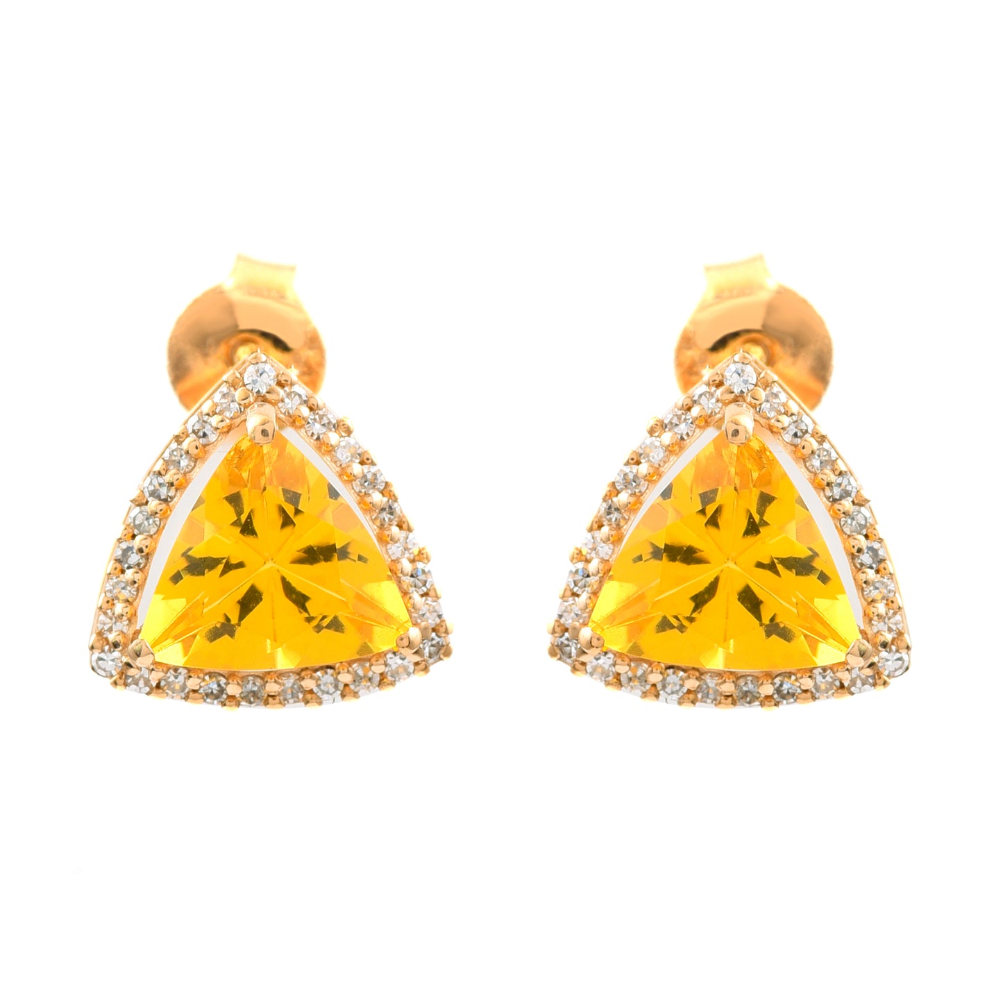 1.57 Ct Triangle Mixed Cut Natural Fire Opal 14K Gold Earrings