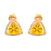 1.57 Ct Triangle Mixed Cut Natural Fire Opal 14K Gold Earrings