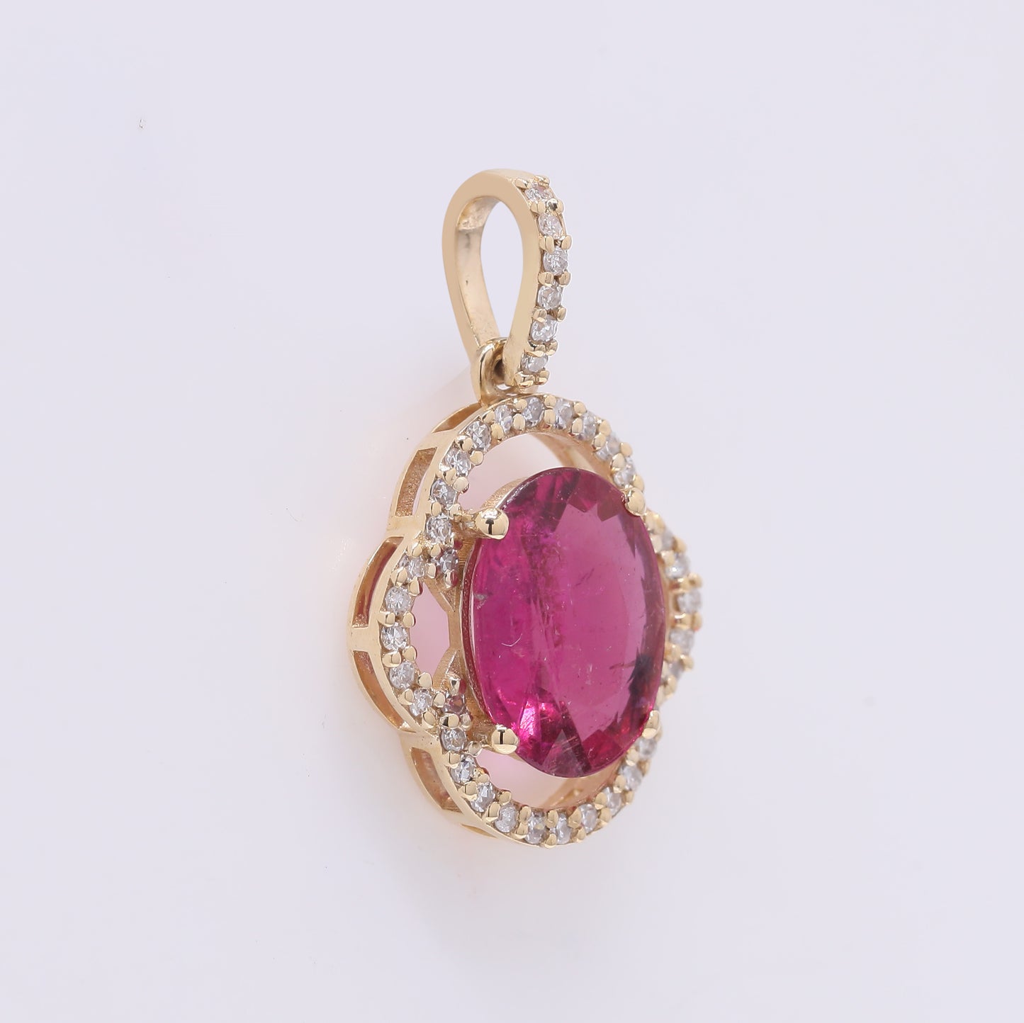 1.47 Ct Oval Mixed Cut Natural Tourmaline 14K Gold Pendant