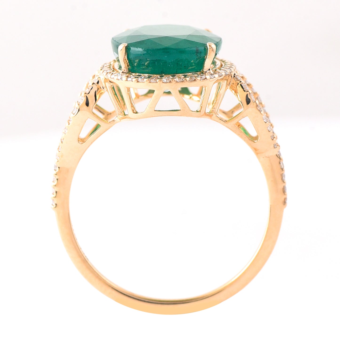 4.90 Ct Oval Mixed Cut Natural Emerald 14K Gold Ring