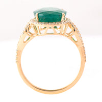 4.90 Ct Oval Mixed Cut Natural Emerald 14K Gold Ring
