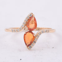 0.96 Ct Pear Natural Multi Coloured Sapphire 14K Gold Ring