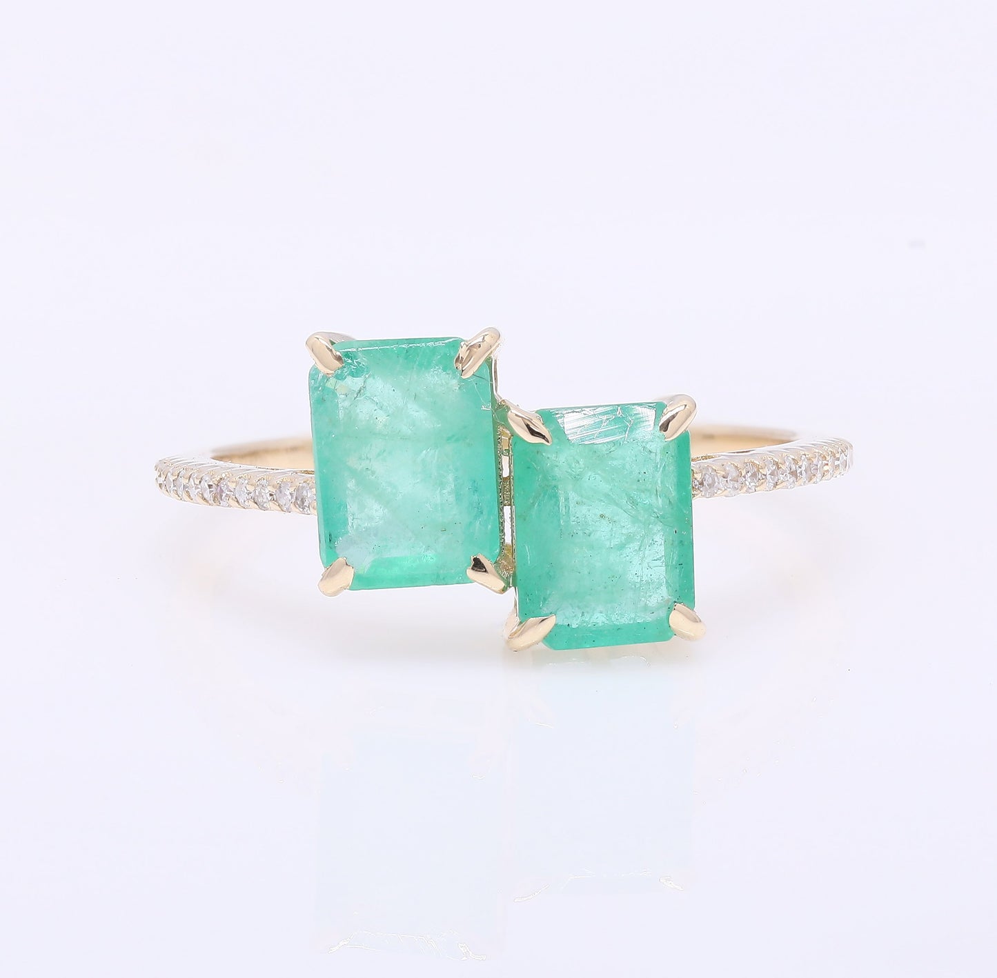 1.88 Ct Octagon Step Cut Natural Emerald 14K Gold Ring