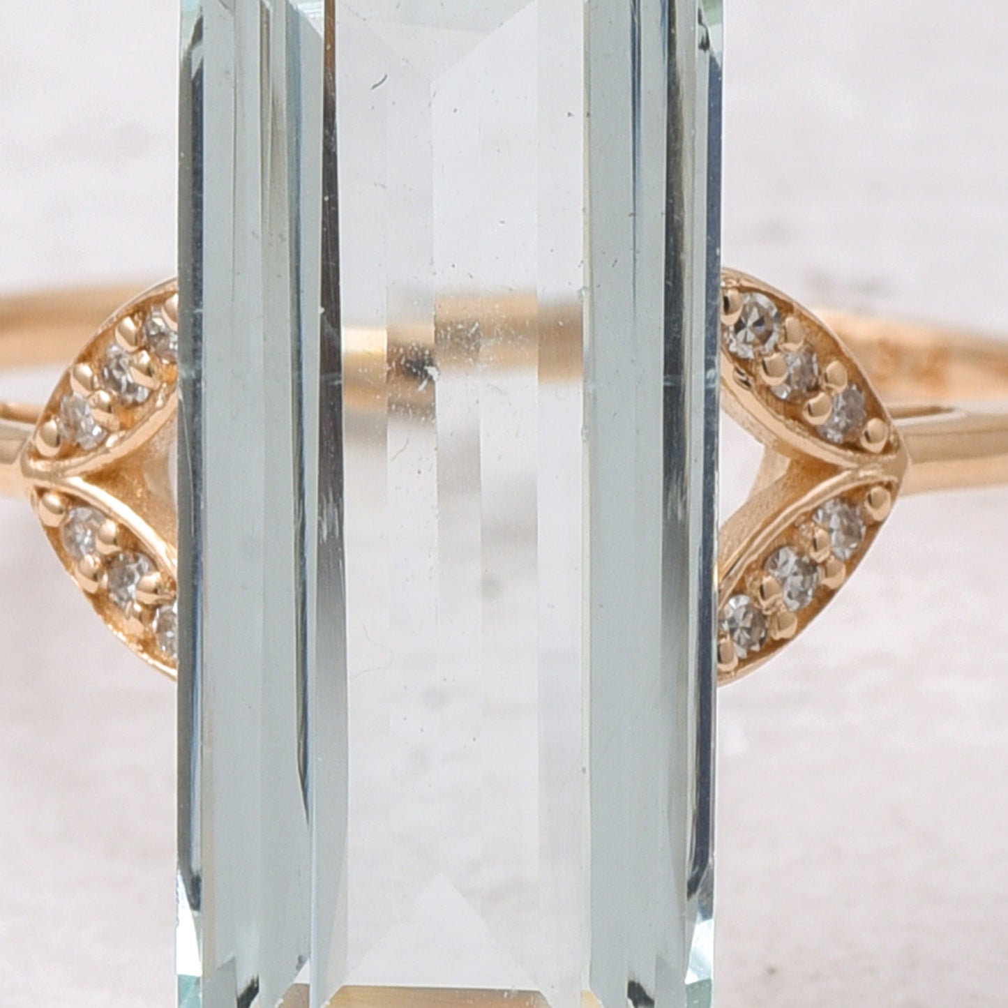 5.90 Ct Rectangle Step Cut Natural Aquamarine 14K Gold Ring