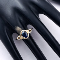 1.42 Ct Oval Mixed Cut Natural Sapphire 14K Gold Ring
