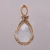 5.31 Ct Pear Mixed Cut Natural Aquamarine 14K Gold Pendant