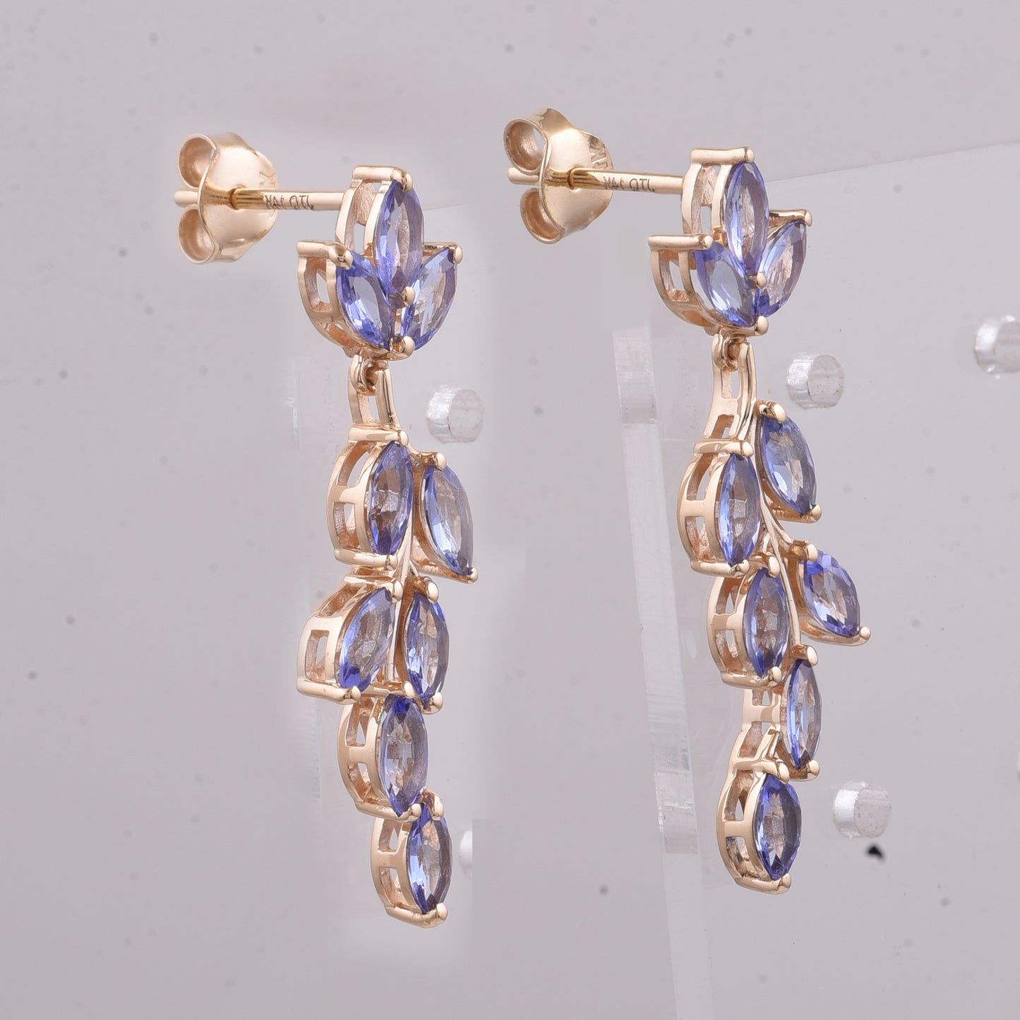 2.15 Ct Marquise Natural Tanzanite 14K Gold Earrings