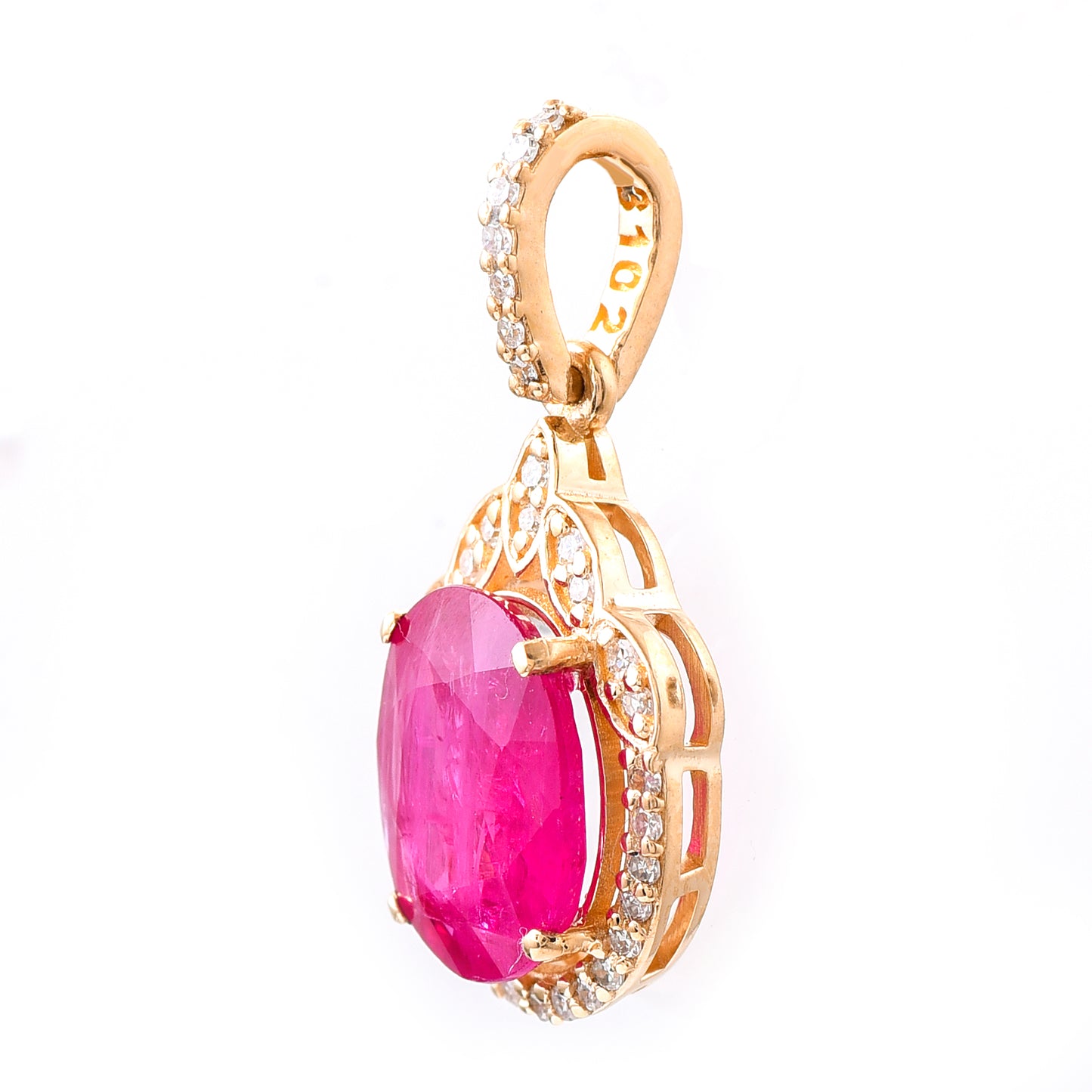 2.08 Ct Oval Mixed Cut Natural Ruby 14K Gold Pendant