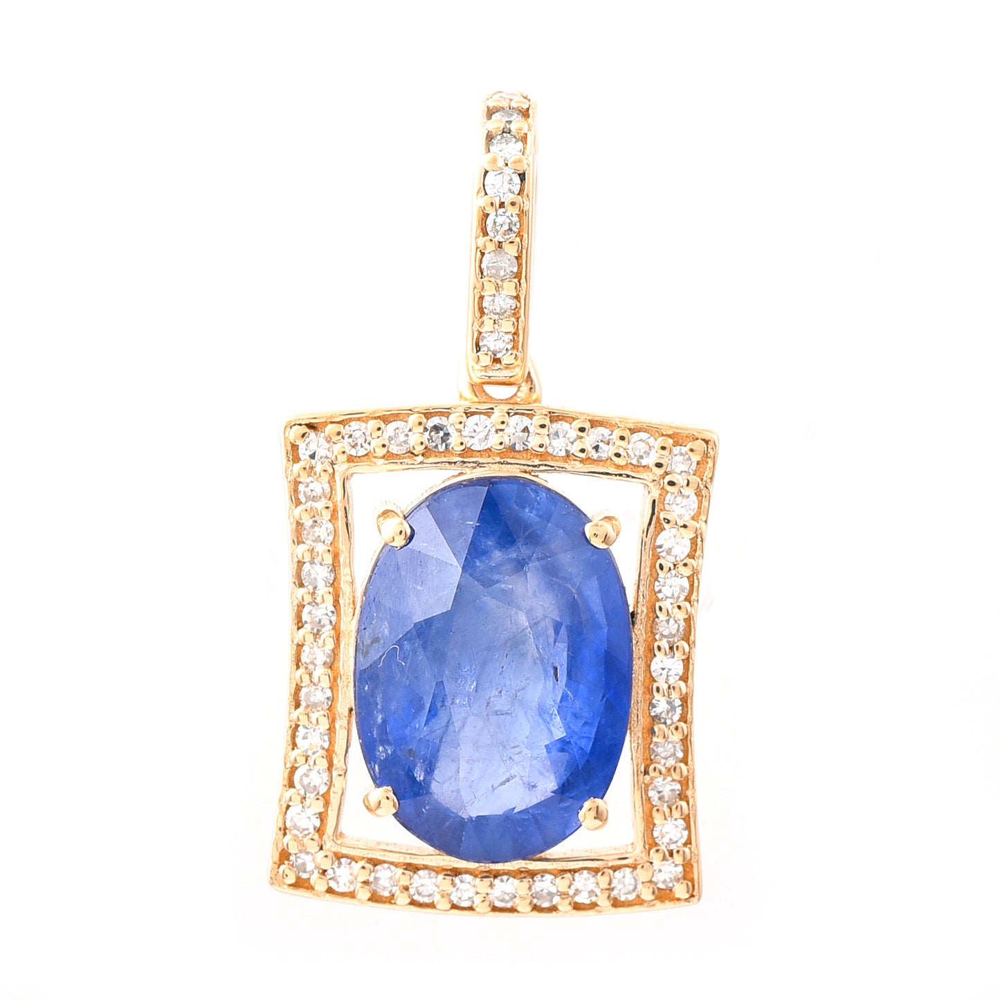 3.04 Ct Oval Mixed Cut Natural Sapphire 14K Gold Pendant