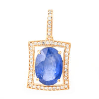 3.04 Ct Oval Mixed Cut Natural Sapphire 14K Gold Pendant