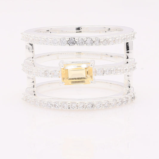 1.99 Ct Octagon Citrine 925 Silver Ring