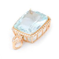 6.38 Ct Cushion Mixed Cut Natural Aquamarine 14K Gold Pendant