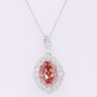 3.84 Carats Fancy Vivid Pink Lab Grown Diamond 14K Gold Pendant