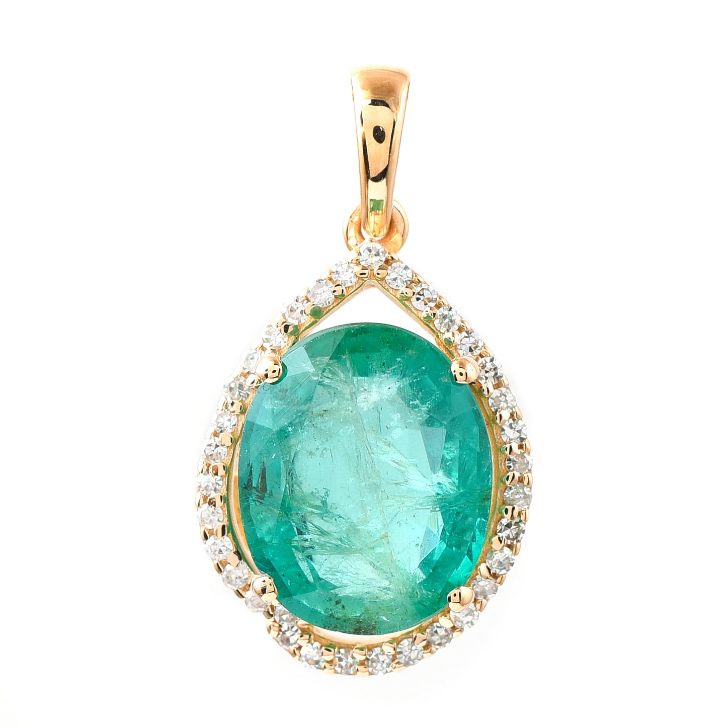 2.78 Ct Oval Emerald 14K Gold Pendant