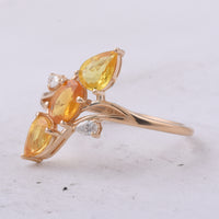1.52 Ct Oval, Pear Natural Multi Coloured Sapphire 14K Gold Ring
